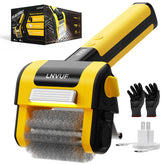 LNVUF electric grill brush with LED light in action cleaning a hot grill.