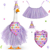 Locmeo birthday goose purple hat enhances yard celebrations and outdoor decor
