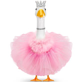 Locmeo princess goose crown on 23-inch lawn geese adds fairy-tale charm