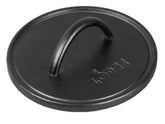 Lodge pre-seasoned round cast iron press, 8-inch, flat burgers and crisp sear.