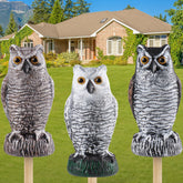 Lomrsiul fake owl decoy three-pack guards gardens from birds while enhancing curb appeal.