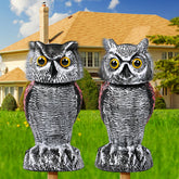 Lomrsiul owl decoy with rotating head deters birds from your garden
