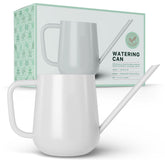 LOOPSEED metal watering can with white finish for indoor plant care