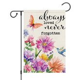 Louise Maelys Memorial Garden Flag 12x18 with floral design for outdoor remembrance.
