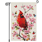 Louise Maelys spring floral garden flag with cardinal and butterfly for welcoming outdoor spaces