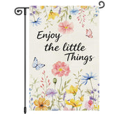 Louise Maelys flag featuring butterfly watercolor design adds curb appeal.