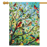Louise Maelys Spring Welcome garden flag with floral birds and trees for vibrant outdoor decor