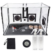 Lovely Ran large still air box mushroom tent for clear growth observation in home cultivation.