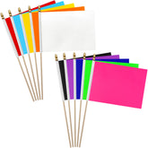 LoveVC flags on wood sticks show bright solid colors for vibrant DIY crafts