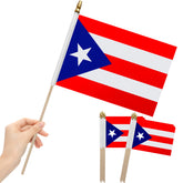 LoveVC Puerto Rico flag on wood stick ready for party decor.