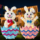 LOVTILAK outdoor Easter bunnies set with two lighted figures brightens lawns for holiday charm