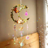LPKADQA Suncatcher Amethyst Moon: natural crystals with rainbow light in your window.