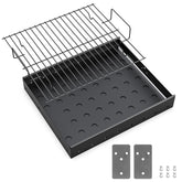 LS'BABQ stretchable charcoal tray 15-28 inches fits Pit Boss Memphis I for versatile grilling.