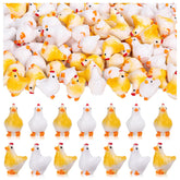 LSGYPAQ mini chickens in white and yellow, perfect for garden decor and craft projects.