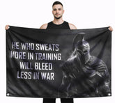 LUIVU 3x5ft Spartan-quote flag detail for gym walls and dorm decor.