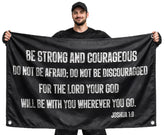 LUIVU Be Strong and Courageous flag displayed in dorm room for motivation and decor.