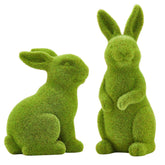 LULU Deer standing moss rabbit decor enhances Easter table centerpiece.
