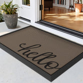 LUMI outside welcome door mat front door shows slim profile for easy door clearance.