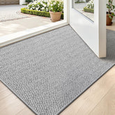 LUMI ultra-thin door mat at the entrance with a sleek, compact profile.