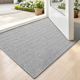 LUMI ultra-thin door mat at the entrance with a sleek gray look for space-saving appeal.