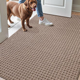LUMI washable door mat with absorbent grid texture catching dirt at the entrance