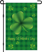 Lumifan St. Patrick's Day garden flag front view with double-sided clover design