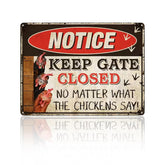 Lumifan vintage metal chicken coop sign enhances farmhouse décor with durable weatherproof finish.
