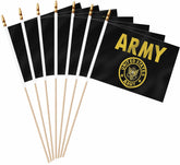LUSEOAN Army Gold Crest mini flag on wood handle, ideal for parades.