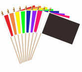 LUSEOAN flag set red white blue on wooden sticks for parade decor and crafts.