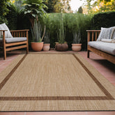 Luul Home bordered outdoor rug 5x7 close-up weave, durable outdoor use.