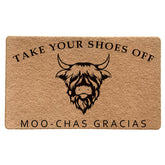 LUVADIAN shoes-off doormat with Highland cow design at the entrance keeps dirt outside