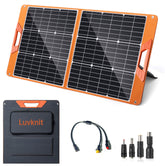 Luvknit 100W solar panel folded compact view showing portability for travel and camping