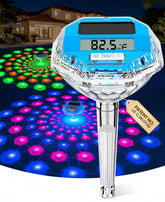LuxBlue 2026 solar pool thermometer with light show for night reading