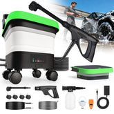 LuxPool cordless pressure washer with foldable tank for on-the-go water access and storage.
