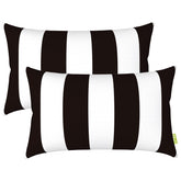 LVTXIII Cabana Black lumbar pillow cover folded for display, durable outdoor fabric.