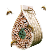LWINGFLYER Mason Bee House teardrop habitat with hollow tubes for natural pollinator nesting.
