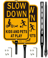 Lxysign Slow Down sign front view with high visibility colors for improving driver awareness.