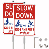Lxysign slow down sign with stake guides drivers to slow near homes.