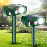 Lycxbfjia 2 pack solar ultrasonic animal repellers front view for outdoor deterrence
