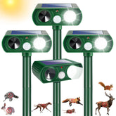 Lycxbfjia Sonic Fortress Pro outdoor unit with solar panel protects gardens from deer and raccoons.