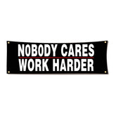 Lyeedoom Nobody Cares banner flag motivates workouts and brightens workspaces