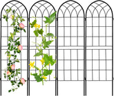 LZRS 4-pack arch trellis 71x20in supports climbing plants outdoors.