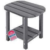 LZRS outdoor side table with two-tier Adirondack HDPE design beside pool, showing storage space.