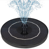 Mademax solar fountain with four nozzles creates dynamic water patterns in a bird bath