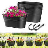 MADHOLLY railing planter 6-pack oval buckets for compact balcony gardening.