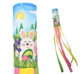 Madrona Brands Spring Easter Bunny Windsock on porch adds festive color and motion.