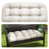 Magic Elephant outdoor bench cushion in antique white, full view for 44x19 seating