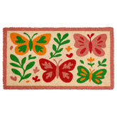MAINEVENT Butterfly outdoor mat in front view shows vibrant color and durable coir for busy entrances.