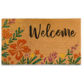 MAINEVENT flower door mat 30x17 front view with vibrant blossoms for a welcoming entrance.