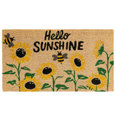 MAINEVENT Hello Sunshine sunflower welcome mat front view showing bright color and dirt-trapping fibers